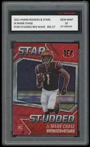 JA'MARR CHASE 21 PANINI RS STAR STUDDED RED WAVE PRIZM 1ST GRADED 10 ROOKIE CARD - Imagen 1 de 1