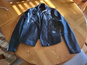 Victoria's Secret Moto Pebbled Leather Jacket Motorcycle Size Medium NEW w/tags - Picture 1 of 24