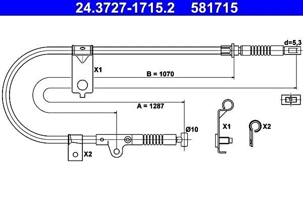 Cable de freno de estacionamiento ATE para Nissan Micra II 36531-4F400 Foto 1 de 1