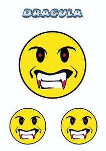Aufkleber Smily Dracula 3er-Set 150 x 105 mm  Sticker Autocollant - Bild 1 von 1