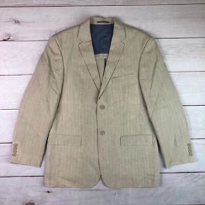 Angelo Litrico Men's 50 40 Beige Pinstriped 100% Linen Blazer Jacket Sport Coat - Picture 1 of 9