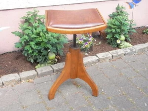 Art Deco " Klavierhocker gemarkt Höhenverstellbar 50-65cm Drehhocker Holz Hocker - Bild 1 von 11