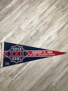 NFL Super Bowl XXII Vintage 1988 Logo Football Pennant, Redskins vs Broncos - Picture 1 of 4