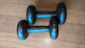 Vintage Dumbells 10 lb Iron Antique Workout Gym Cast Iron BFCO 20 lb Total