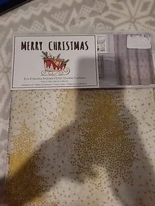 Feliz Navidad Cortina de Ducha Peva Estampada Ecológica Dorada - Imagen 1 de 6