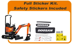Doosan DX10z Mini/Micro Digger Aufkleber/Decal Kit. Sicherheitsaufkleber inklusive - Bild 1 von 2