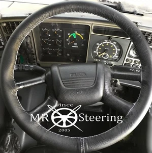 Für Scania 113 Bus 1987-97 Echt Leder Lenkrad Abdeckung Weiß Doppel Naht - Bild 1 von 1