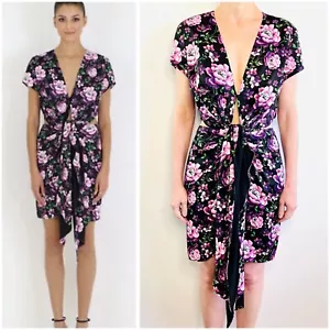 Vestido Magda Butrym Talla 36 8 Púrpura Floral Dorado Cuello en V Diseñador Nuevo con Etiquetas - Imagen 1 de 20
