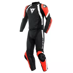 Dainese Avro 4 2-Teiler Lederkombi Schwarz-matt/Neon-Rot/Weiss 56 NEU++ - Picture 1 of 11
