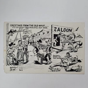 Western Humor 1945 Comic Postcard Bob Petley Cowboy Cartoonist Greetings West - Picture 1 of 6