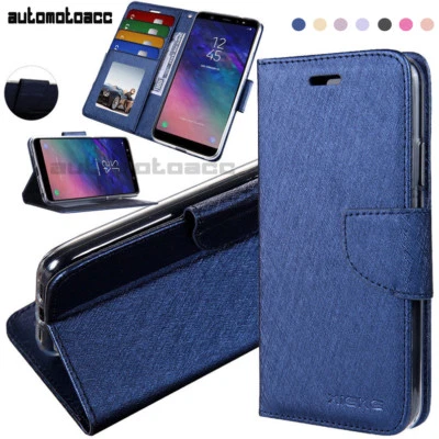 Magnetic Wallet Silk Leather Phone Case For iPhone 6-11 12 13 14 15 16 17 ProMax - Image 1 of 4