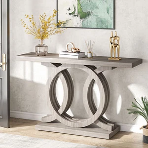 Tribesigns 140 CM Console Table with Geometric Base, Farmhouse Hallway Table - Picture 1 of 9
