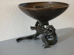 Antike japanische Bronze Räuchergefäß umkreist Drachen Räuchergefäß - Bild 1 von 11