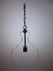 Home Decorators Bakerston 1-Light Matte Black Hanging Pendant with Clear Shade - Picture 1 of 4