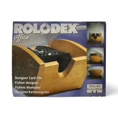 Rolodex Designer File Wooden Business Contact Organizer System Vintage RARE - Image 1 of 4