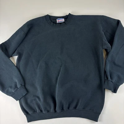 Vintage Y2K Hanes Ultimate Cotton Blank Sweatshirt Mens Large Tag Faded Black - Image 1 of 4