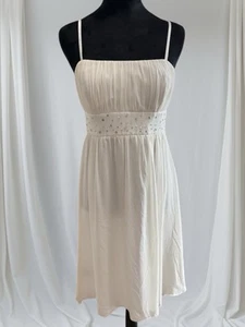 Max And Cleo 100% Silk Ivory Rhinestone Embellished Dress- Formal Party- Size 8 - Picture 1 of 10
