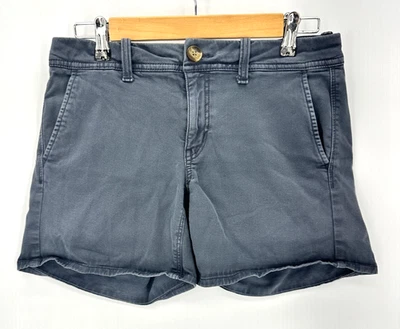 Pantalones cortos AEO tiro medio American Eagle Outfitters para mujer azul midi caqui talla 4 Foto 1 de 4