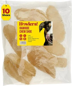 Howlers Rawhide Dog Chews Treats Shoe Treat Natural Large 10 Pack 8" Large - Picture 1 of 7