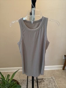 Wishlist Minimalist Light Grey Casual Soft Stretch Ribbed Racerback Tank Top - Picture 1 of 5