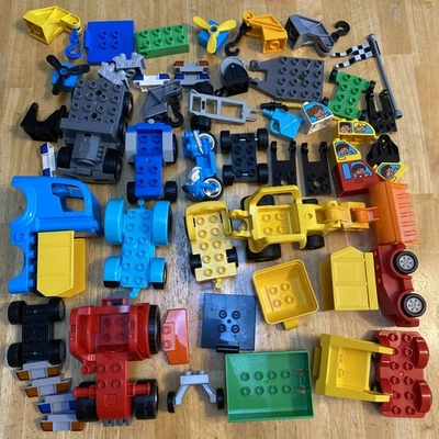 Lego Duplo Vehicle Parts Lot Of 60+ Wheels Bases Sirens Tractors Cars Trucks - Image 1 of 4