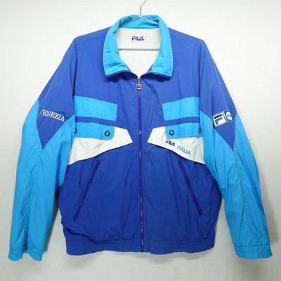 Vintage Fila Jacket XL 40 Blue Retro Colorblock Windbreaker Italia Venezia 90s - Image 1 of 4