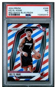 2024-25 Panini Prizm - Kel'el Ware #248 Red White & Blue Prizm (RC) PSA 7 - Bild 1 von 2