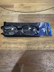 NWT FOSTER GRANT Black With Silver +1.50 Warwick reading glasses WITH CASE - Picture 1 of 5