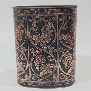 Vintage Mid Century Metal Trash Can Grape Vine 13in Oval WEIBRO Waste Basket MCM - Picture 1 of 6