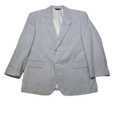 Abrigo Deportivo JoS A Bank Seersucker Para Hombres 44S 44 Azul Blanco Rayas Blazer Chaqueta Foto 1 de 4