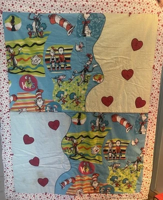 Dr Seuss Cat in the Hat Baby Quilt Handmade 37” x 47” - Image 1 of 4