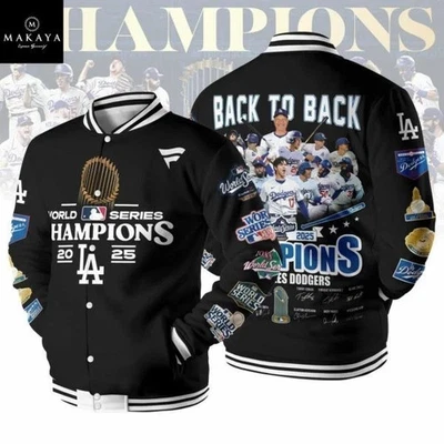LosAngeles Dodger 2025 Back to Back World Series Champions Jacket Adult and Kid - Image 1 of 3