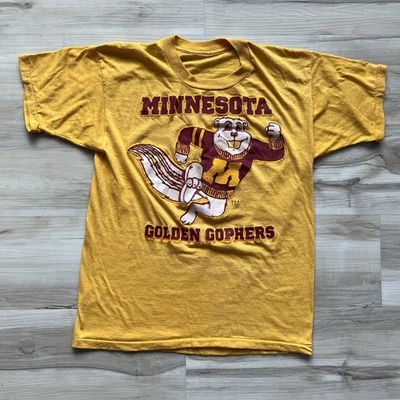 Vintage University of Minnesota Golden Gophers Shirt Mens S/M Yellow Football - Image 1 of 4