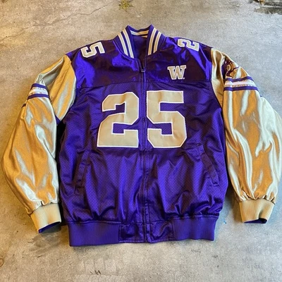Vintage 90s Washington Huskies Jacket Satin Y2k Varsity Bomber UW Reversible - Image 1 of 4