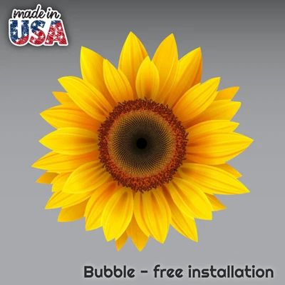 YELLOW SUNFLOWER DECAL 3M USA MADE STICKER CAR TRUCK WINDOW BUMPER WALL DAISY - Image 1 of 4
