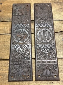 Antike Gusseisen Drückerplatte Lesebeschläge Windsor 11-3/4x3" Vintage Türgarnitur - Bild 1 von 22