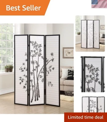 Lightweight 3-Panel Black Shoji Screen - Ideal for Home and Office Privacy - Image 1 of 4