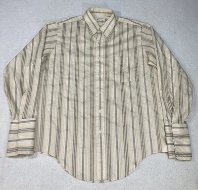 Vintage Arrow Dress Shirt Mens L 16.5-34 Kent Yellow Button Up French Cuffs 70’s - Image 1 of 4