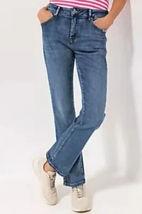 STRANDFEIN Jeanshose lange Form 5-Pocket-Style ausgestelltes Bein Kurzgröße 19 - Bild 1 von 2