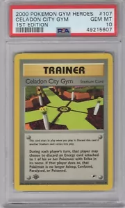 Celadon City Gym 2000 Pokemon Gym Heroes 1st #107/132 PSA 10 GEMAS COMO NUEVAS **POP 36** - Imagen 1 de 2