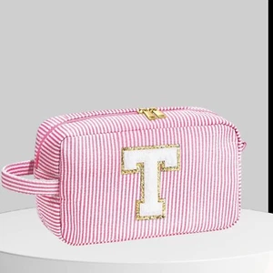Cosmetic Bag 2 piece Initial T on Both Preppy. Gift for Friend, Family Teacher - Picture 1 of 7