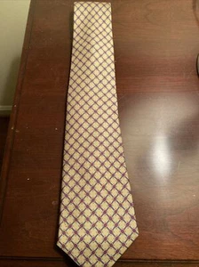 Hermes Tie 7201 Ua 1100% Silk Square Interlocking DesignAuthentic Excellent Cond - Picture 1 of 4