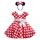 DH Girls Toddlers Cap Sleeves Skirt Vintage Polka Dot Dress With Headband 2-10Y
