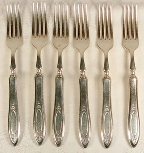 ADAM ONEIDA COMMUNITY SILVERPLATE 6 HOLLOW HANDLE FORKS 1917 - Picture 1 of 3