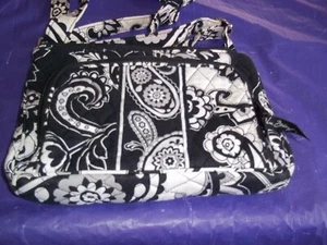 Vera Bradley Midnight Paisley Black/White Retired Small Shoulder Bag~EUC - Picture 1 of 7