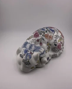 Hand-Painted Chinoiseries Sleeping  Cat Figurine Ceramic Lucky Cat MCM Vintage - Bild 1 von 12