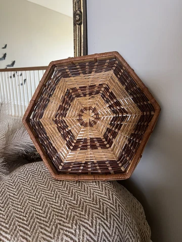 vintage wicker two toned tray Cover