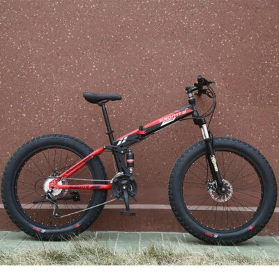 Fatbike Faltbike Mountainbike  26 Zoll 24 Gang "BNQ" Scheibenbremse Schwarz Rot - Bild 1 von 2