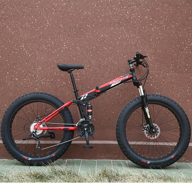Fatbike Faltbike Mountainbike  26 Zoll 24 Gang "BNQ" Scheibenbremse Schwarz Rot - Bild 1 von 2