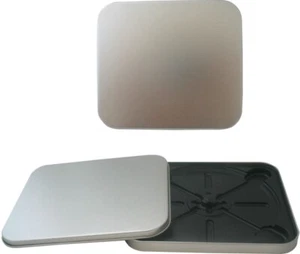 10 NEW SQUARE TIN CD CASE W/BLACK TRAY,NO WINDOW,UNHINGED C-TS-1-WO-NH - Picture 1 of 1